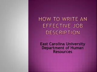 How to write an effective job description