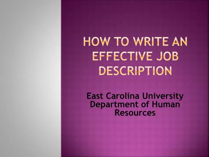 how to write an effective job description