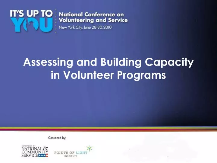 assessing and building capacity in volunteer programs