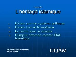 - cours 3 - L'héritage islamique