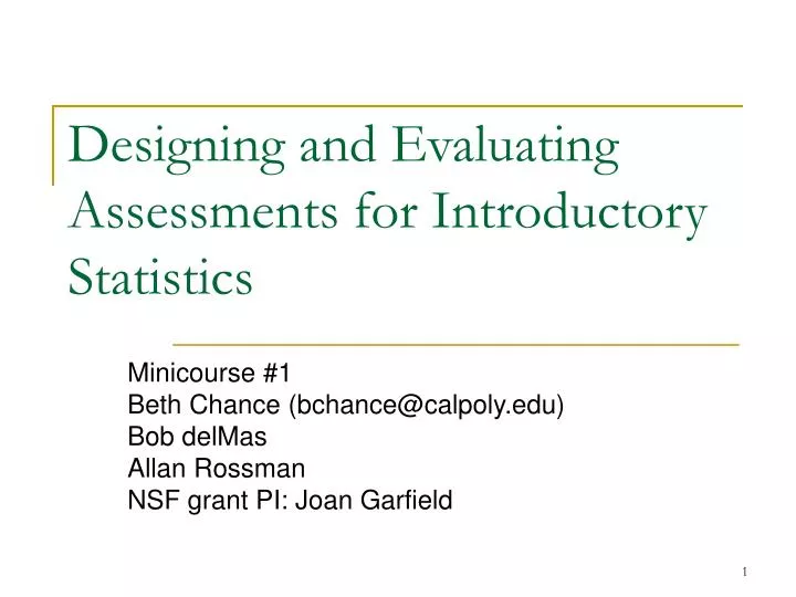 designing and evaluating assessments for introductory statistics