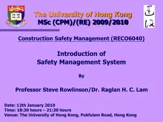 The University of Hong Kong MSc (CPM)/(RE) 2009/2010