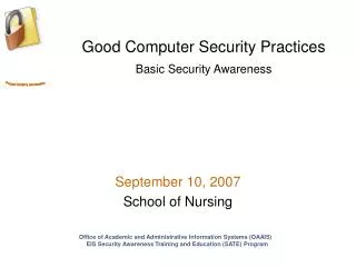 Good Computer Security Practices Basic Security Awareness