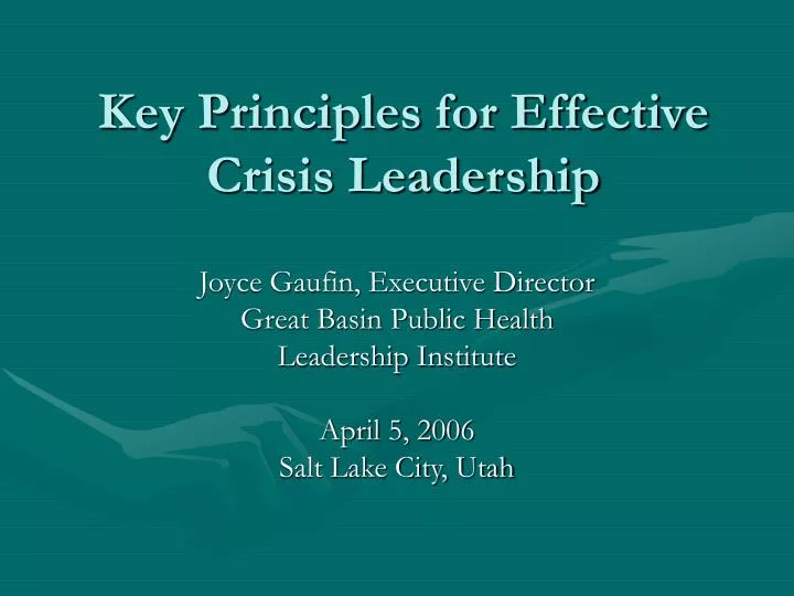 key principles for effective crisis leadership