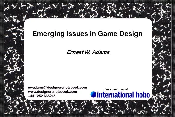 emerging issues in game design