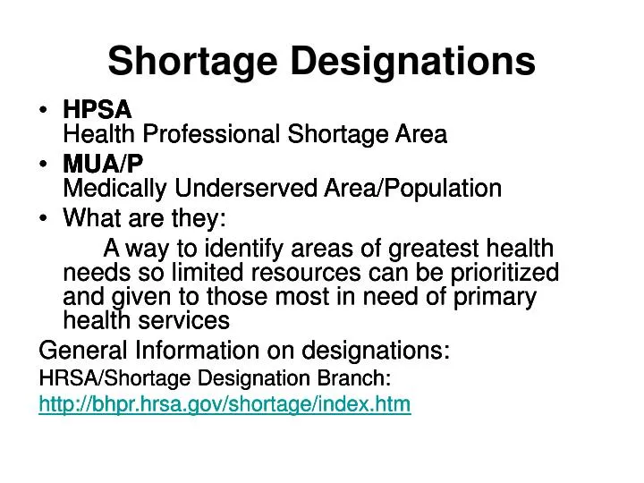 shortage designations