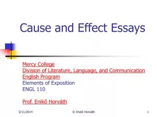 Cause and Effect Essays