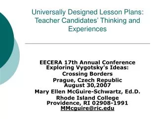 Universally Designed Lesson Plans: Teacher Candidates’ Thinking and Experiences