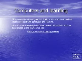 Computers and learning