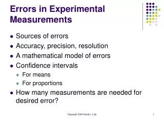 Errors in Experimental Measurements