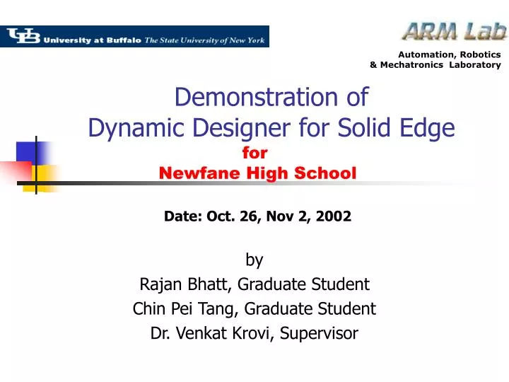 demonstration of dynamic designer for solid edge