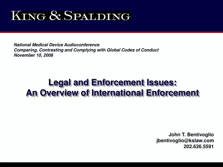 legal and enforcement issues an overview of international enforcement