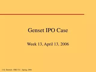 Genset IPO Case