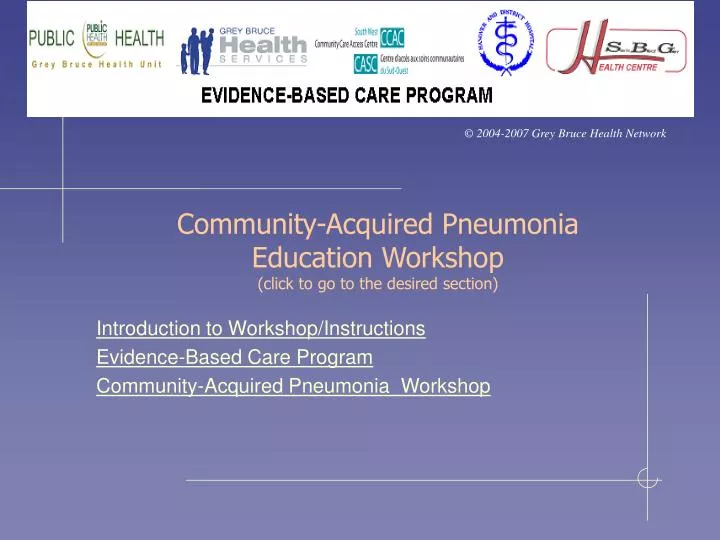 community acquired pneumonia education workshop click to go to the desired section