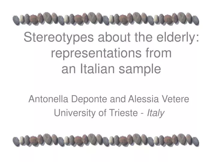 stereotypes about the elderly representations from an italian sample