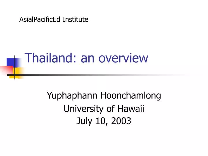 thailand an overview