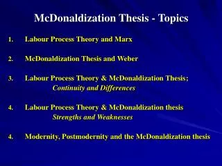 McDonaldization Thesis - Topics