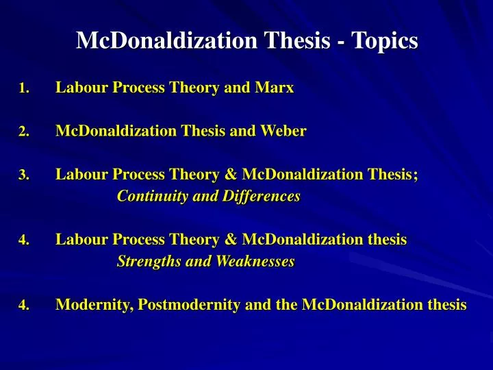 mcdonaldization thesis topics