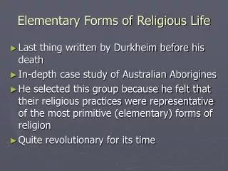 Elementary Forms of Religious Life