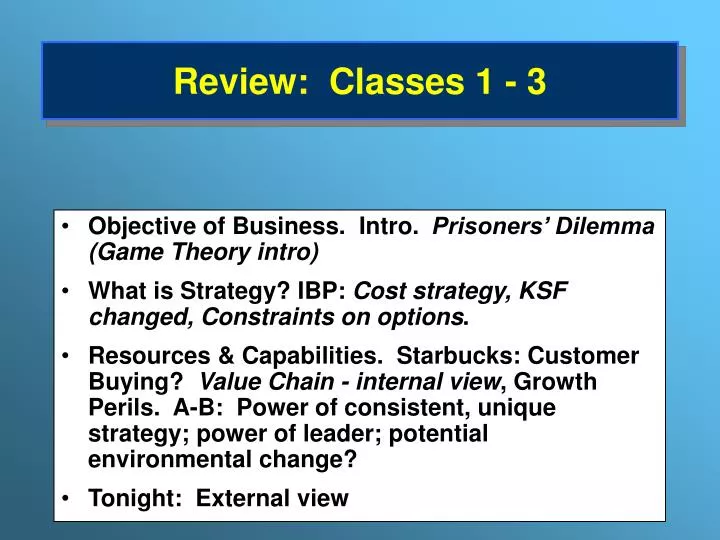 review classes 1 3