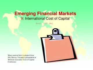 Emerging Financial Markets 9 : International Cost of Capital