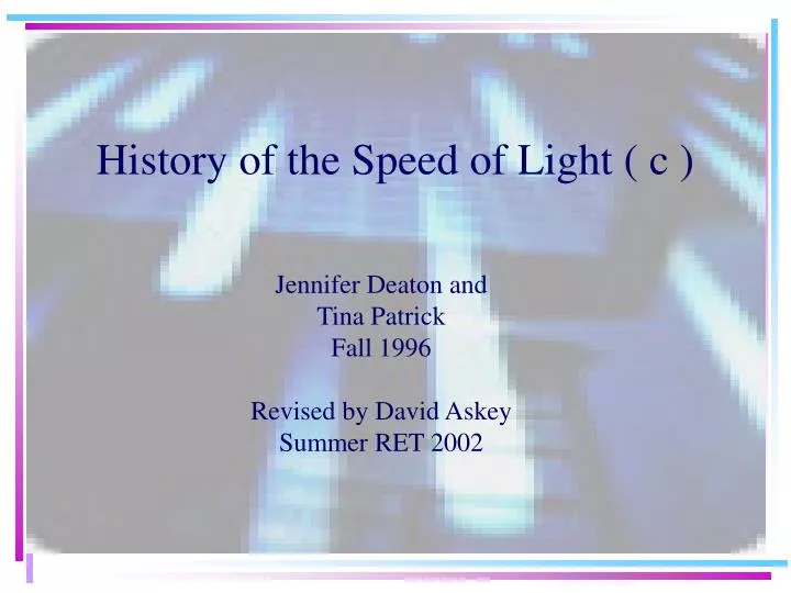 history of the speed of light c