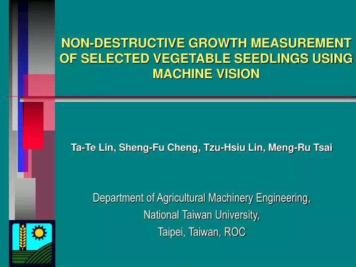 non destructive growth measurement of selected vegetable seedlings using machine vision