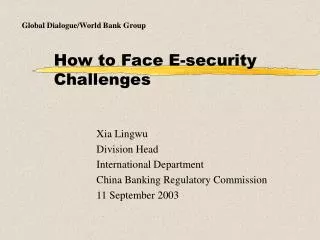 How to Face E-security Challenges