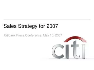 Sales Strategy for 2007
