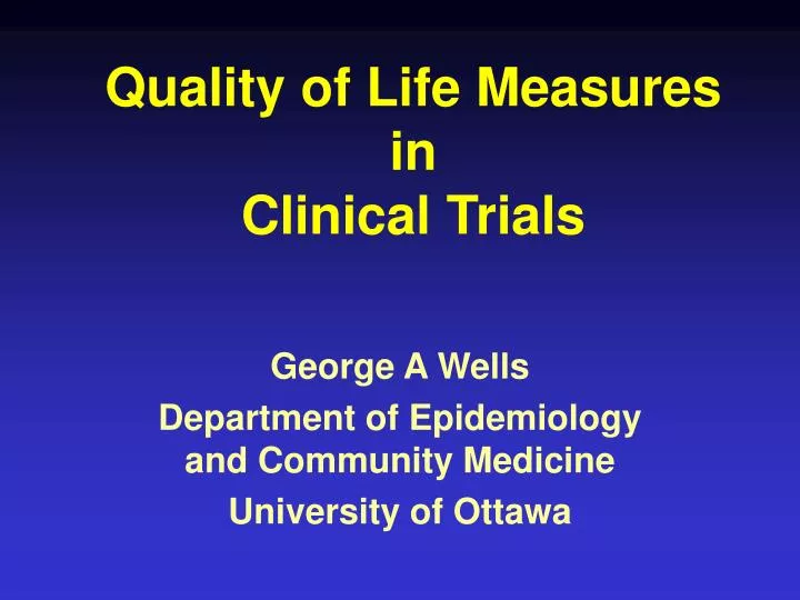quality of life measures in clinical trials