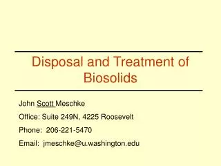 Disposal and Treatment of Biosolids
