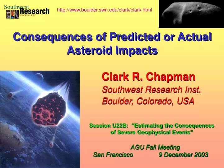 clark r chapman southwest research inst boulder colorado usa