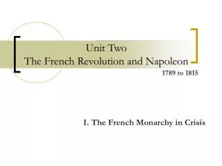 Unit Two The French Revolution and Napoleon