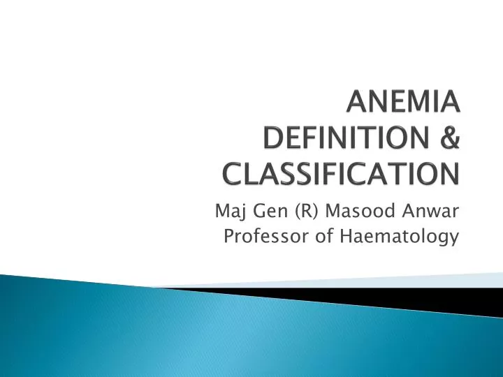 anemia definition classification