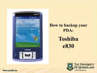 How to backup your PDA: Toshiba e830