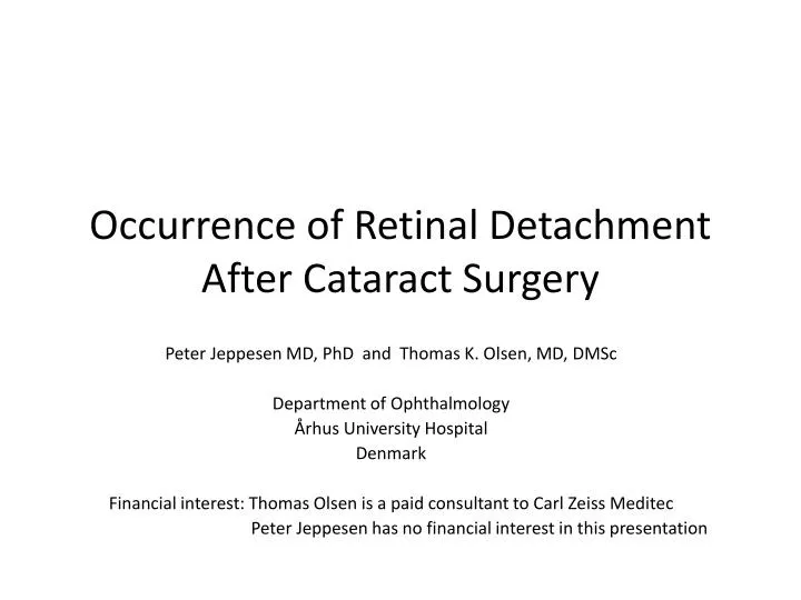 occurrence of retinal detachment after cataract surgery
