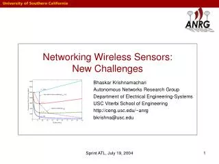 Networking Wireless Sensors: New Challenges
