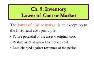 Ch. 9: Inventory Lower of Cost or Market