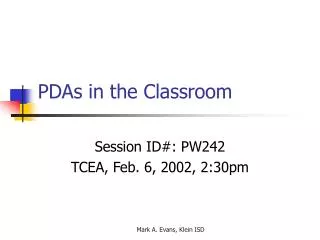 PDAs in the Classroom