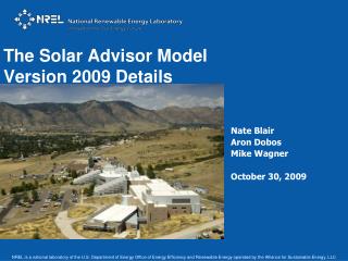 The Solar Advisor Model Version 2009 Details