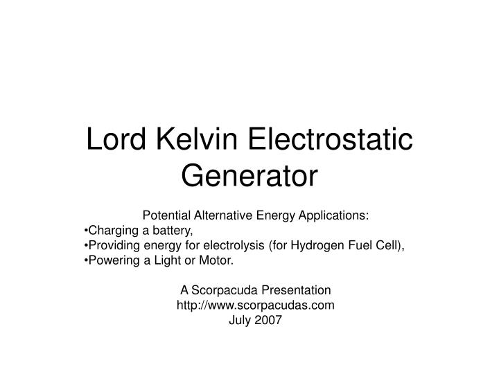 kelvin electrostatic generator