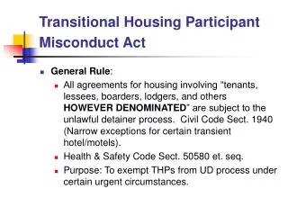 Transitional Housing Participant Misconduct Act