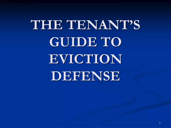 the tenant s guide to eviction defense