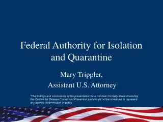 Federal Authority for Isolation and Quarantine