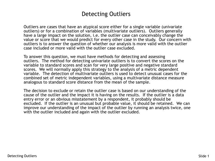 detecting outliers