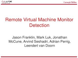 Remote Virtual Machine Monitor Detection