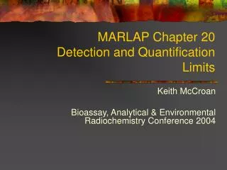 MARLAP Chapter 20 Detection and Quantification Limits