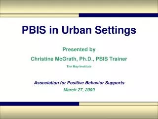 PBIS in Urban Settings