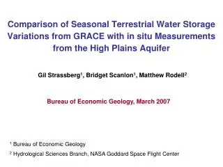 Comparison of Seasonal Terrestrial Water Storage Variations from GRACE with in situ Measurements from the High Plains Aq
