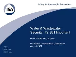 Water &amp; Wastewater Security It’s Still Important